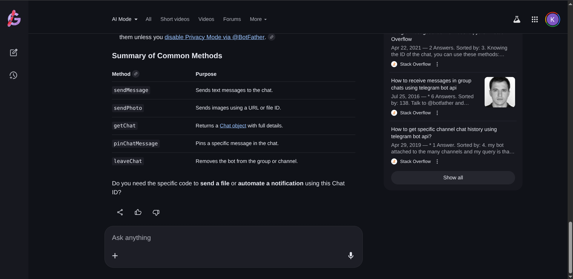 Telegram API Research